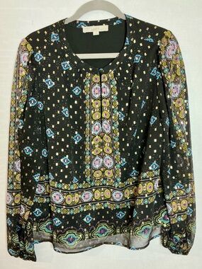 LOFT Black Boho Chic Blouse – Size L